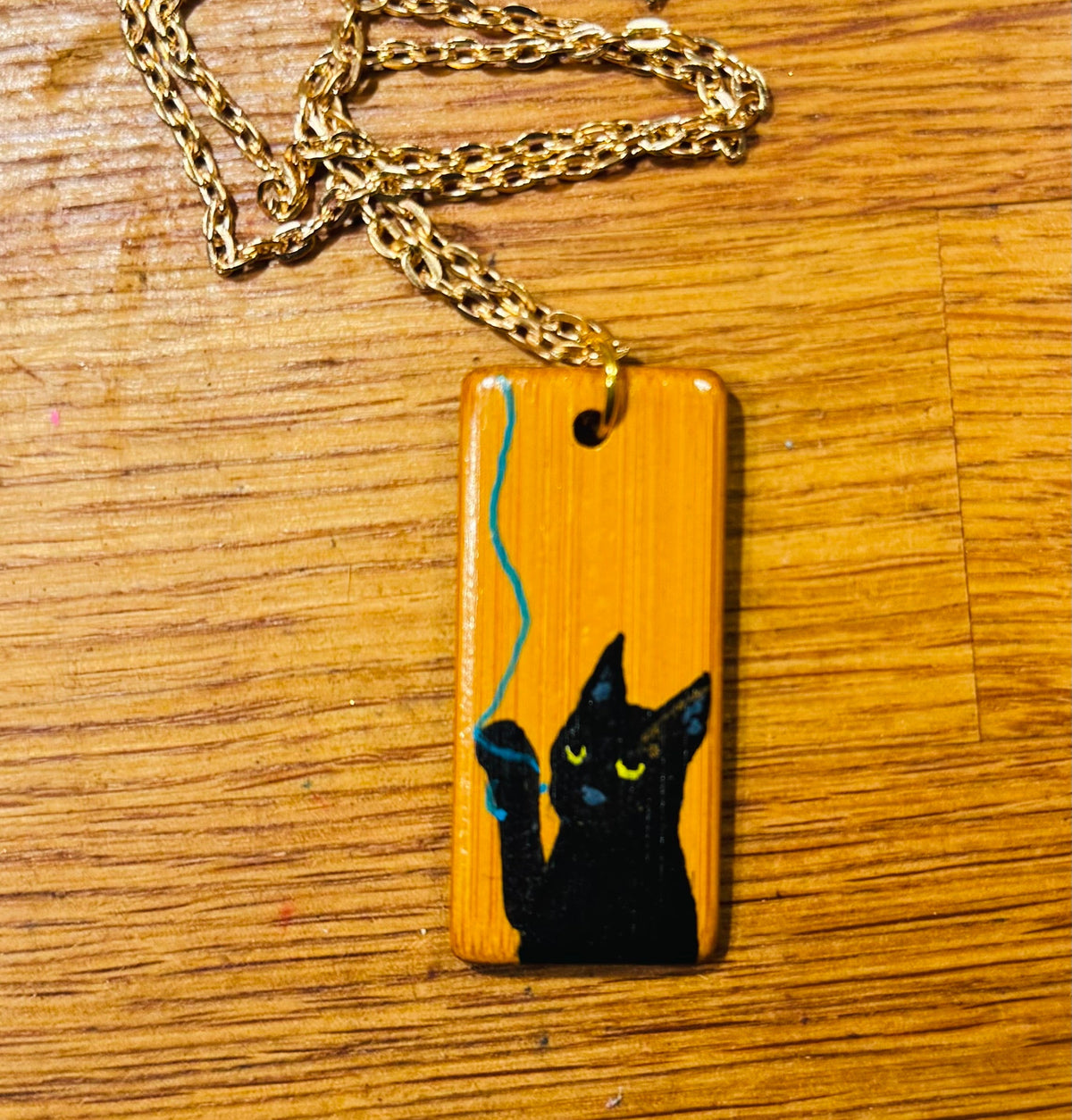 Cute cat wooden necklace pendants