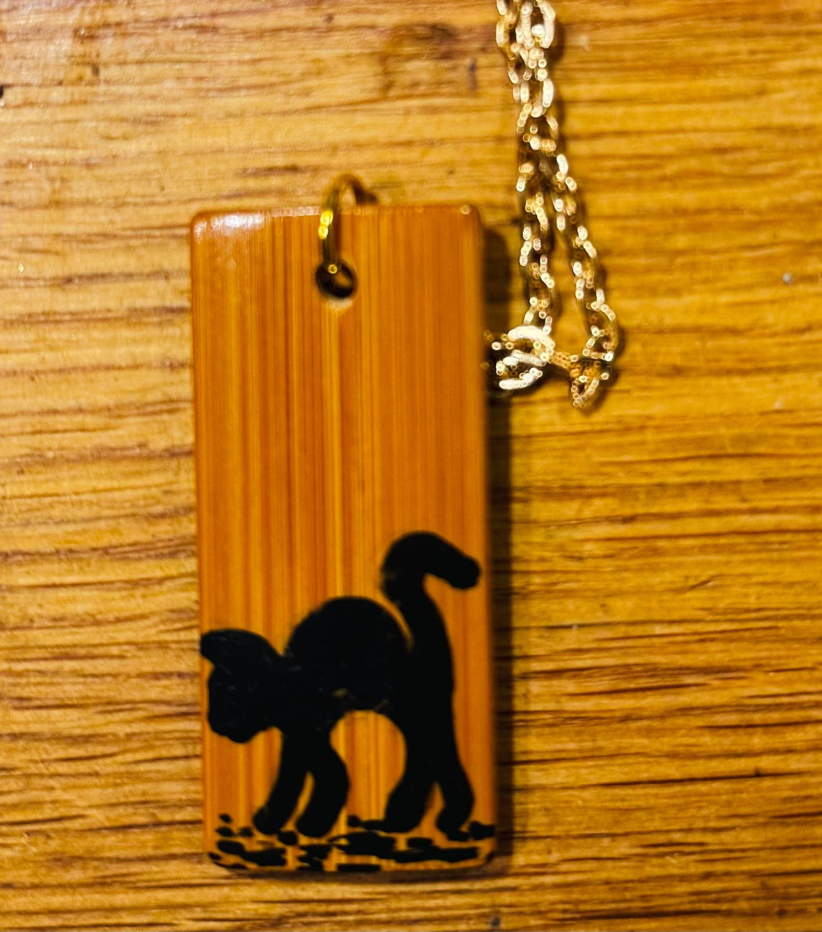 Cute cat wooden necklace pendants