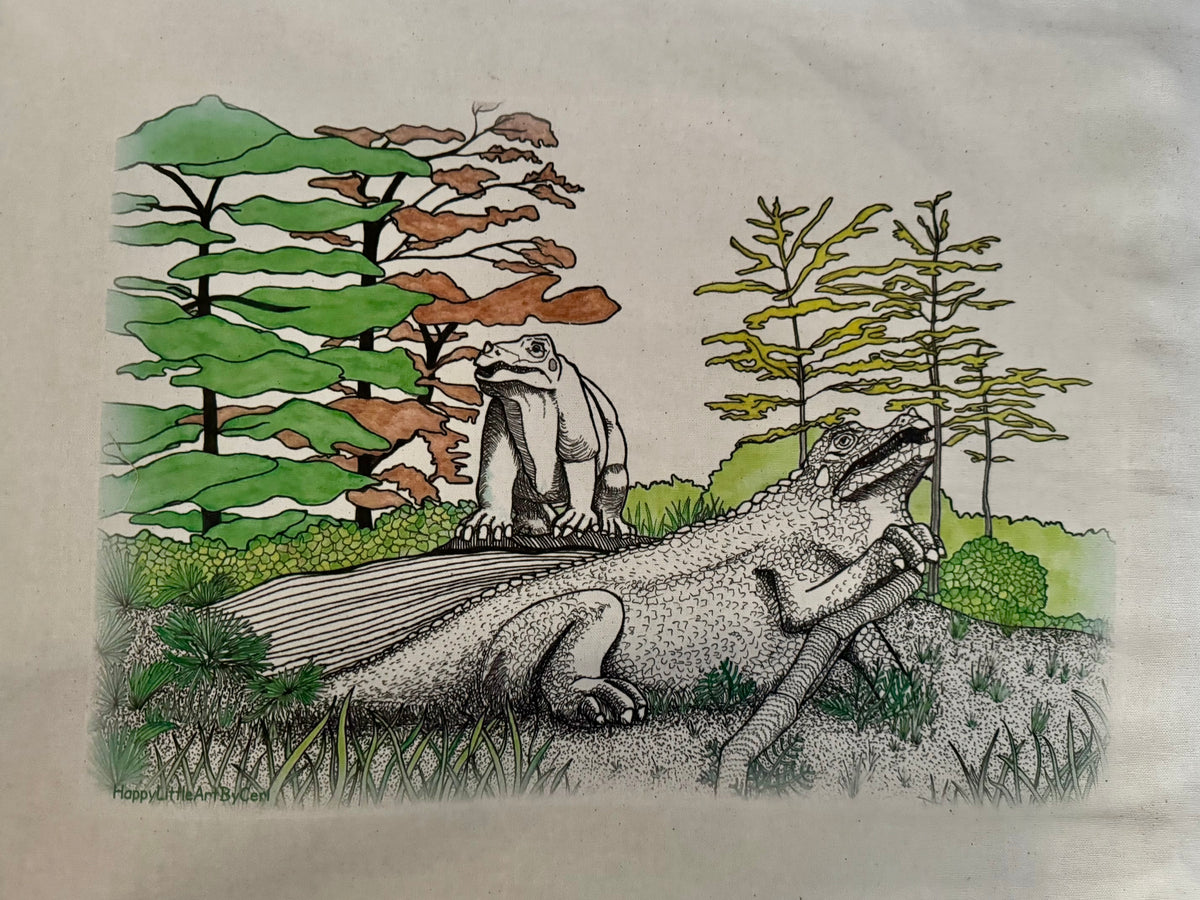 Crystal Palace dinosaur organic cotton tea towel