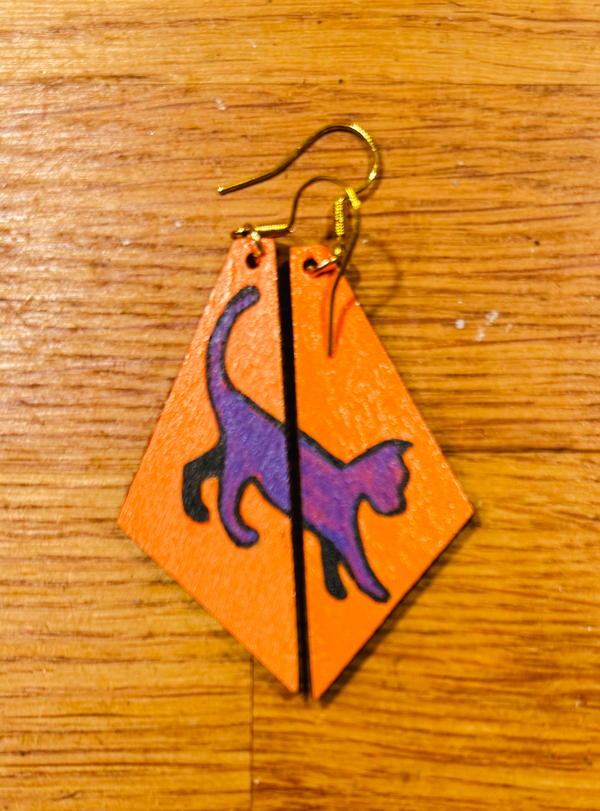 Cute cat wooden earrings