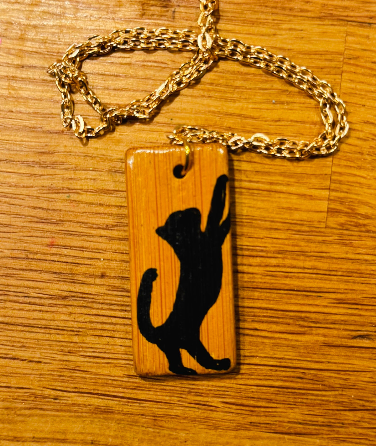 Cute cat wooden necklace pendants