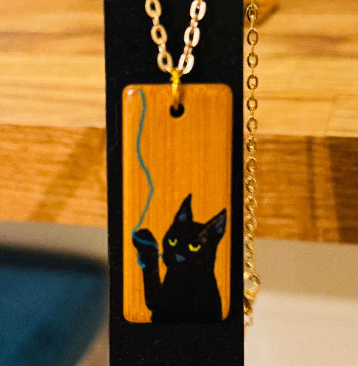 Cute cat wooden necklace pendants