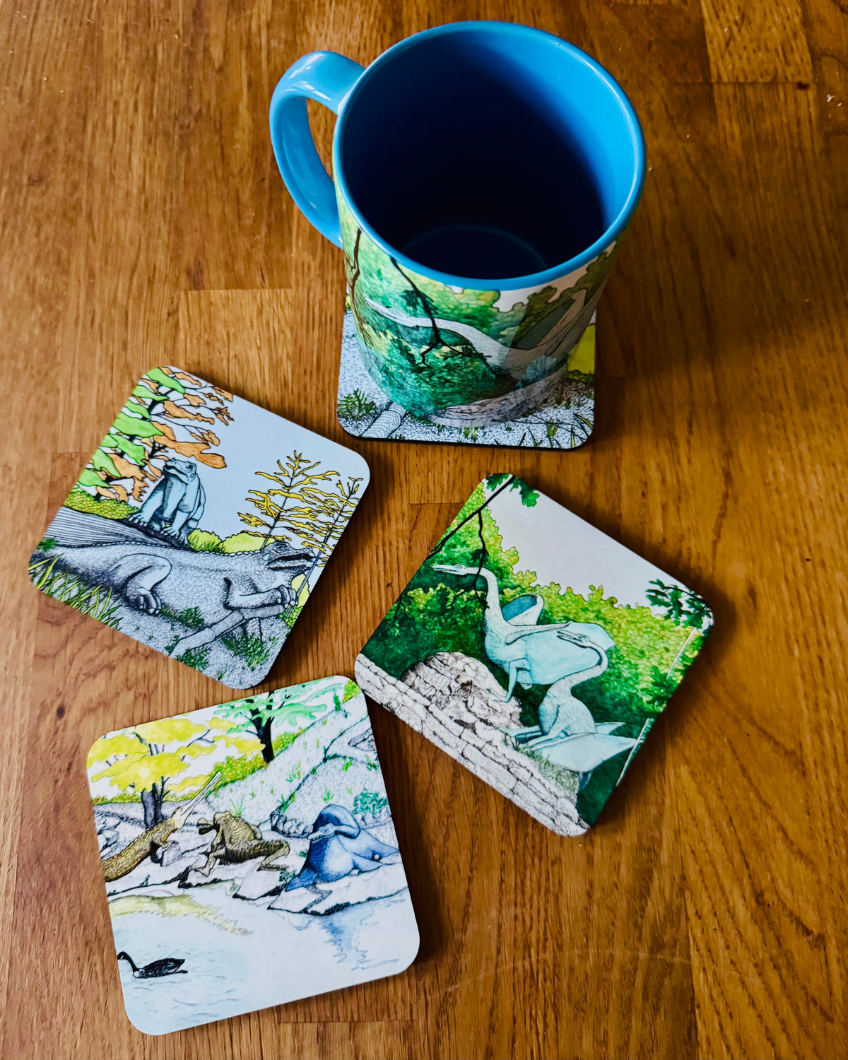 Crystal Palace dinosaur drinks coasters - set of four
