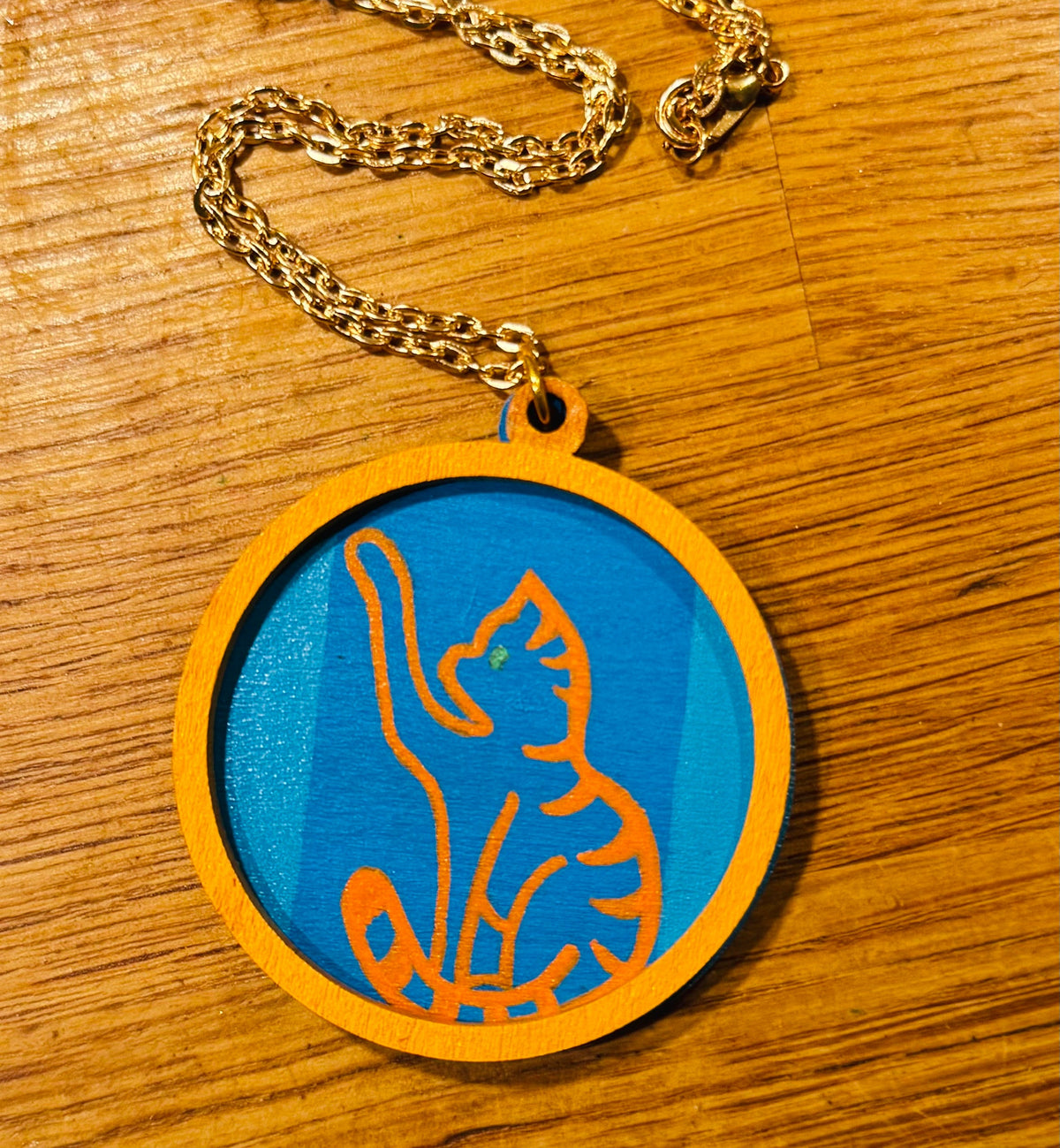 Cute cat wooden necklace pendants
