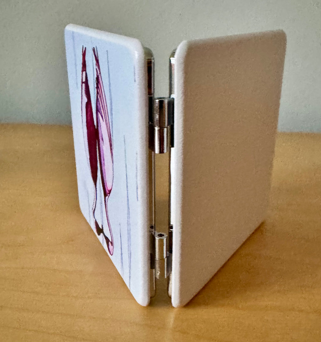 Magnifying compact mirror - flamingo - based on original artwork