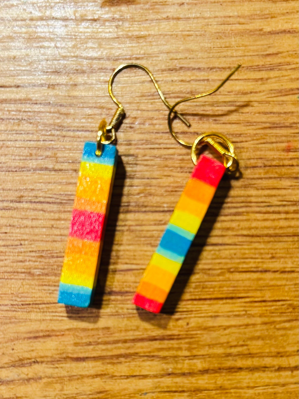 Rainbow wooden earrings