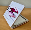 Magnifying compact mirror - flamingo - based on original artwork