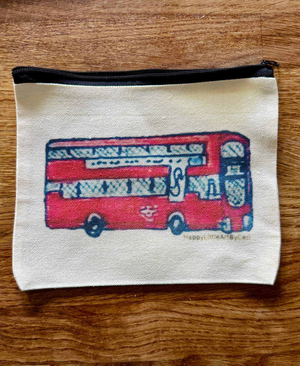 Red double-decker London bus zip-up pencil case/makeup bag